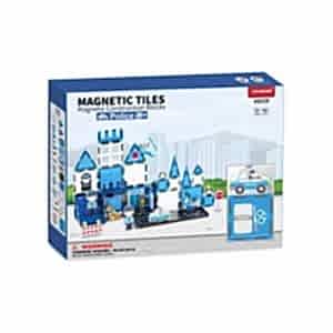 Manyetik Tiles Police Renkli 42 Parça Manyetik Yapı Magnetic Bloklar Polis Seti
