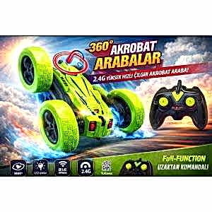 360 Derece Dönebilen Duman Çıkarabilen Sesli Müzikli Takla Atabilen Çılgın Akrobat Arabalar