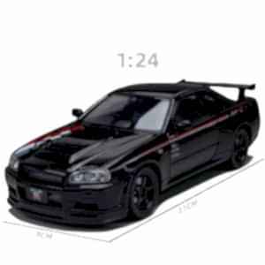 1:24 NISSAN SKYLINE  GT-R R34 Diecast Metal Model Araba Siyah Renk