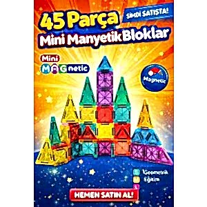 45 Parça Mini Boy Manyetik Bloklar 45 Parça Seyahat Boy Mini Magnetic Set