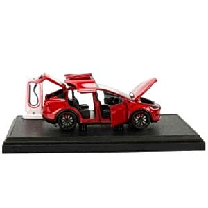 1:24 Şarj İstasyonlu Sesli Işıklı Kapıları Açılır  Metal Tesla Model X Araba 18 Cm Kırmızı Renk