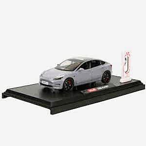 1:24 Şarj İstasyonlu Sesli Işıklı Kapıları Açılır  Metal Tesla Model Y Araba 18 Cm Nardo Gri